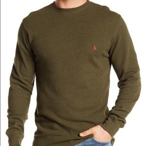 Polo olive waffle knit l/s men’s shirt large